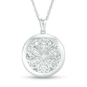 New Peoples .14 carat diamond and silver locket necklace